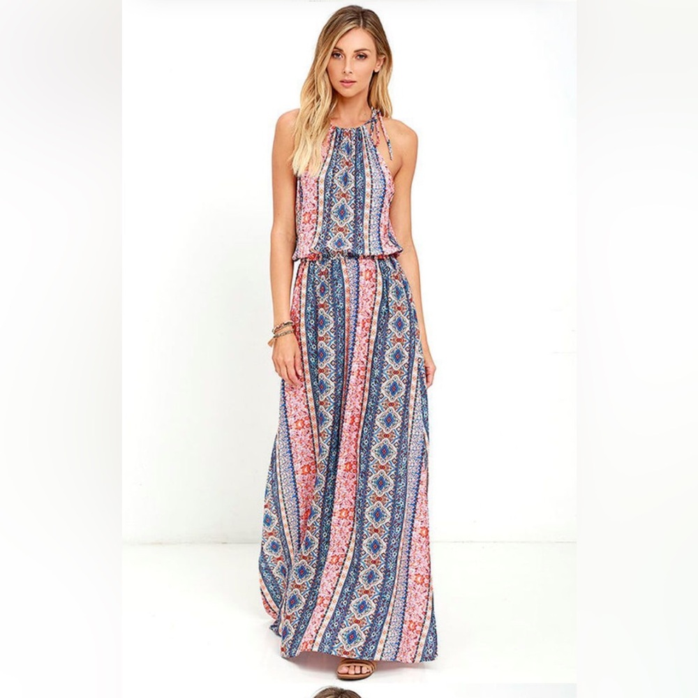 Lulu's Colorful Geometric Maxi Dress - Preloved